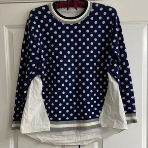 Endless Rose Navy Polka Dot Sweater with White Accents